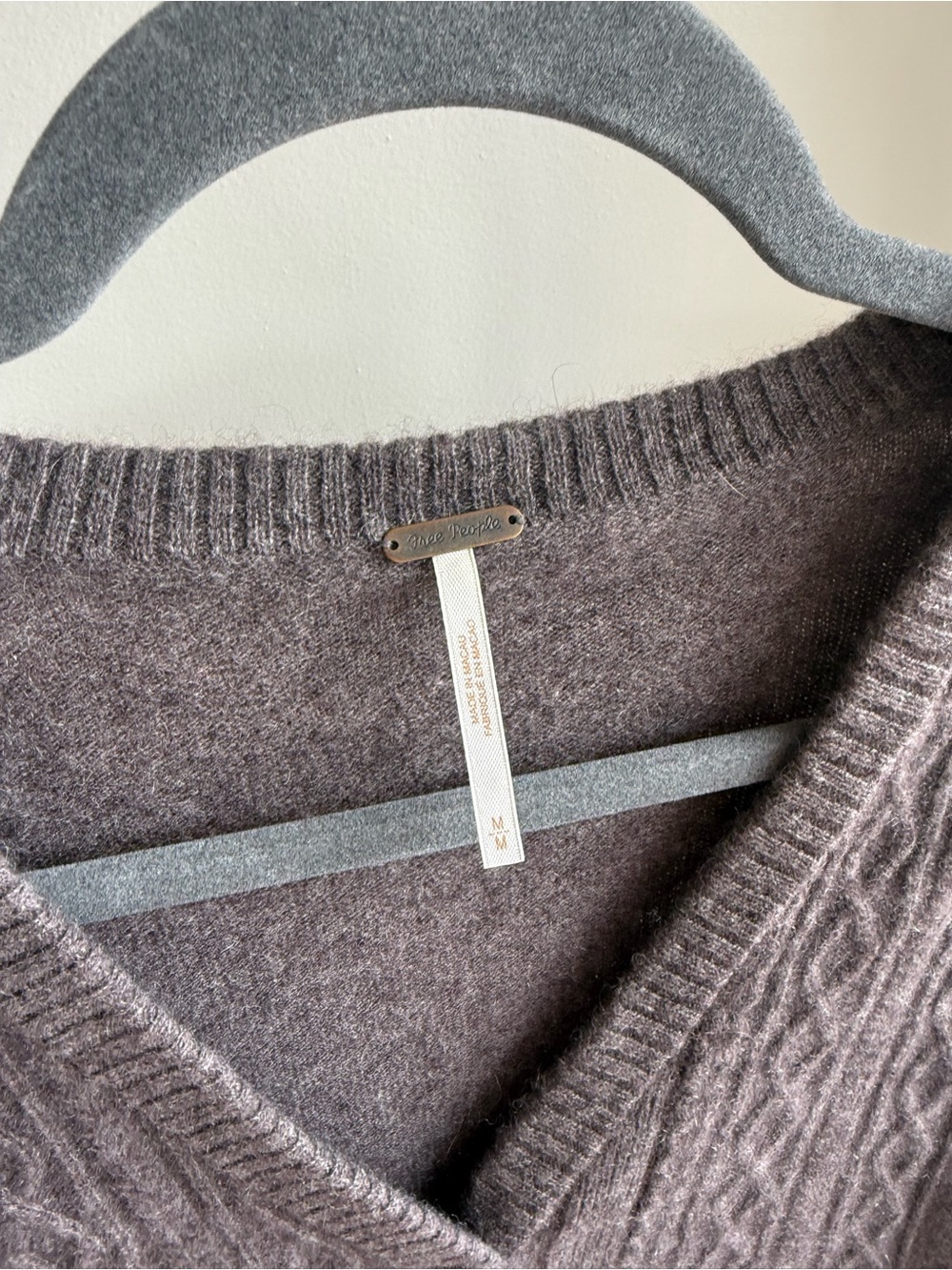 Free People Beatrice 100% Cashmere Cable Knit Button-Front Vest in Plum Truffle - Picture 6 of 10